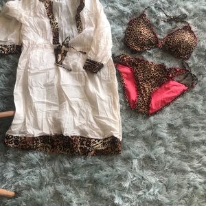 Leopard print Bikini XL and matching cover up L